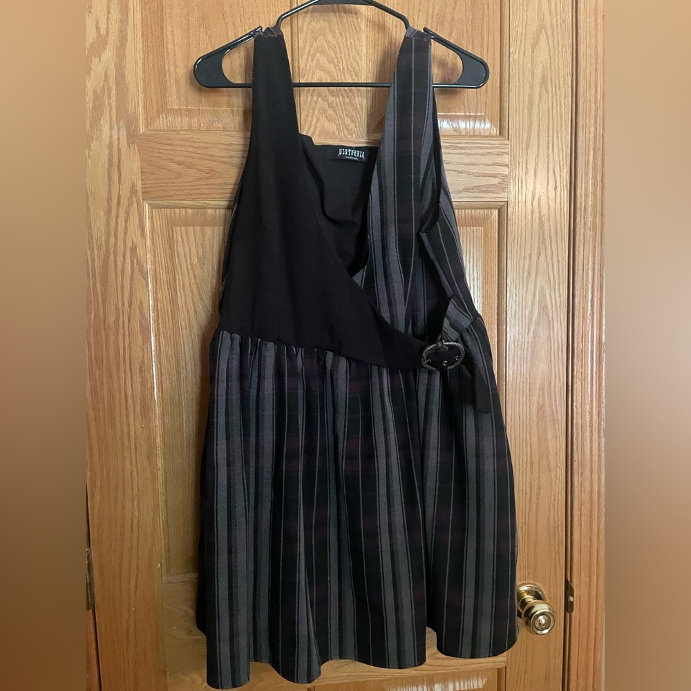 Disturbia Gambit Check Wrap Suspender Mini Dress